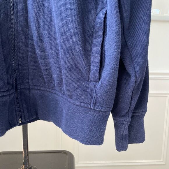 Vintage Polo Ralph Lauren Blue Pique Cotton Big Pony Full Zip Jacket XL Red Whit - Picture 5 of 10